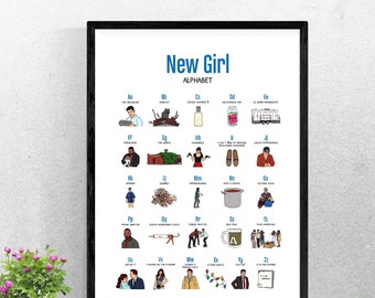 Printable Wall Art | New Girl Alphabet Digital Poster - A3 - 11x17 inches - digital file -  Schmidt Nick Miller douchebag jar