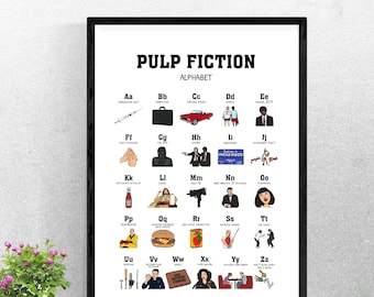 Arte de pared imprimible / Cartel digital del alfabeto de Pulp Fiction - A3 - 11x17 pulgadas - Descarga digital - Quentin Tarantino Samuel l Jackson
