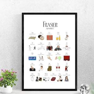 Printable Wall Art | Frasier Alphabet Digital Poster - A3 - 11x17 inches -  Frazier crane daphne moon goodnight Seattle kacl i’m listening