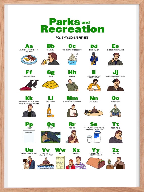 Printable Wall Art Parks and Recreation Ron Swanson Alphabet | Etsy
