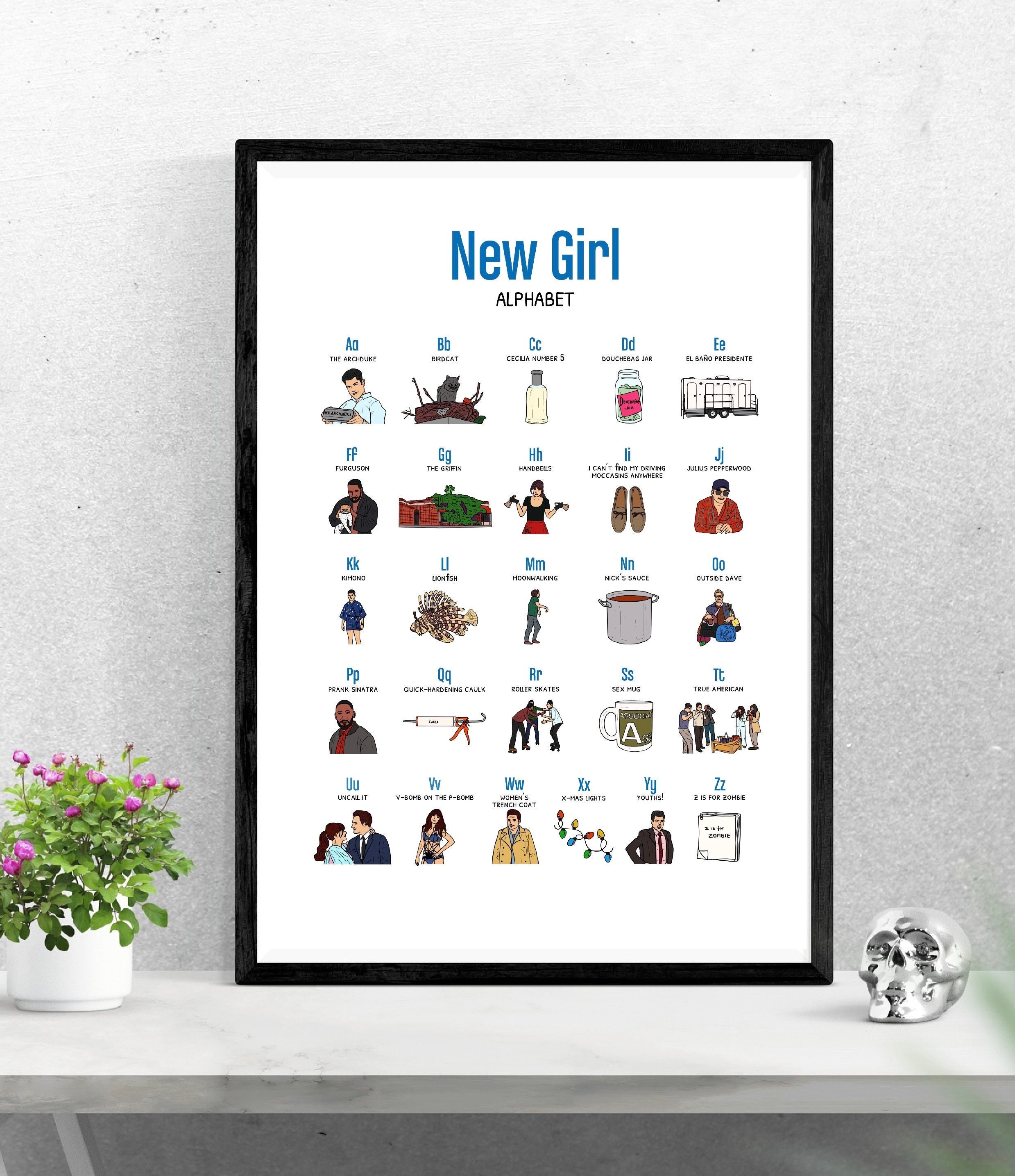 Printable Wall Art | New Girl Alphabet Digital Poster - A3 - 11x17
