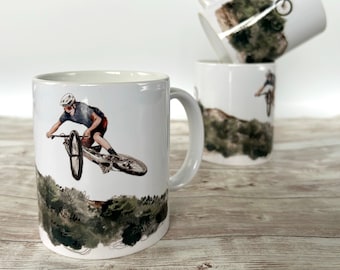 Mountain Biking Ceramic Mug: Quirky Biker Gift