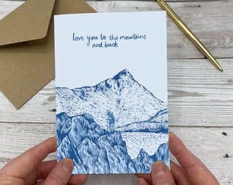 Berg Liebeskarte - Abenteuer Paar Karte - Wandern Liebeskarte - Gehendes Paar - Granola Girl - Reisen Wanderkarte - Wanderkarte