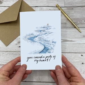 You carved a piste of my heart greeting card - snow greeting card - snowboard pun - skiing pun