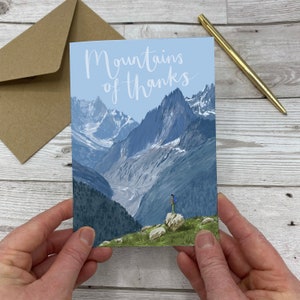 Tarjeta de agradecimiento de montaña -Tarjeta de agradecimiento de aventura -Tarjeta de montaña - Tarjeta de amor de senderismo - Chica granola - Tarjeta de senderismo de viaje - Tarjeta de senderismo
