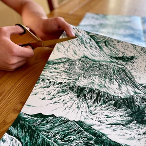 Papier cadeau montagne - emballage cadeau montagne - illustration montagne - cadeau montagne - illustration Munro