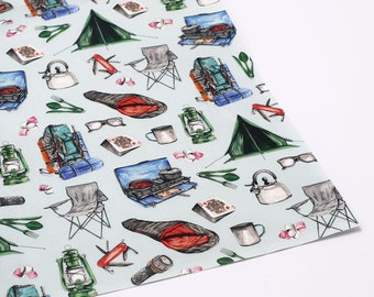 Camping Gift Wrap, Camping Gift, Gift for Camper, Camping Gift, Camping Wrapping Paper