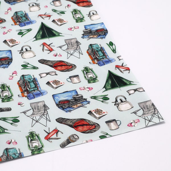 Camping Gift Wrap, Camping Gift, Gift for Camper, Camping Gift, Camping Wrapping Paper