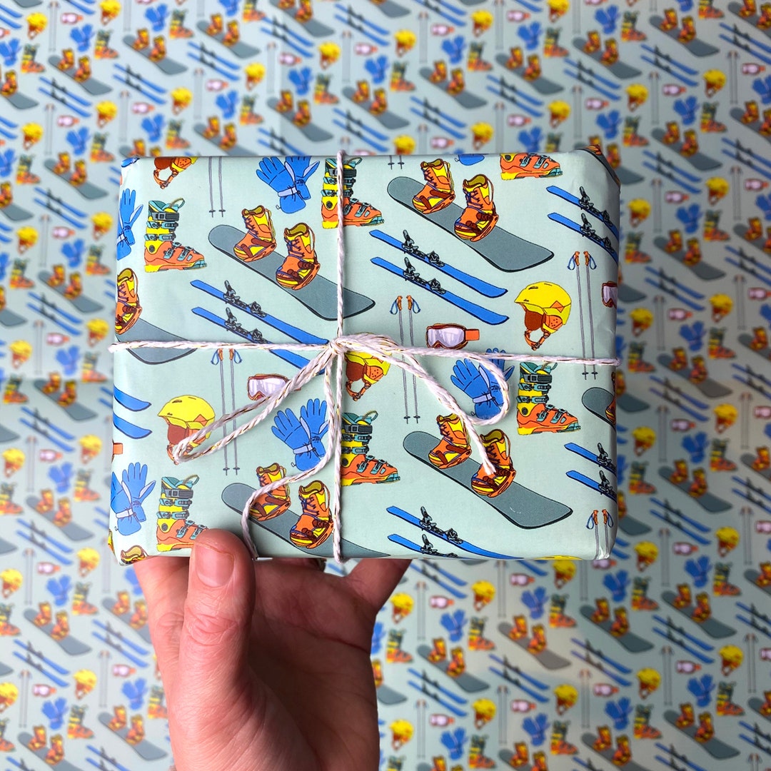 Snowboard / Skiing Gear Wrapping Paper Winter Sports Gift Wrap Skiing Gift Snowboarding Gift Etsy