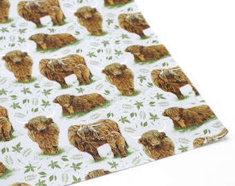 Highland Cow Wrapping Paper: Illustrated Gift Wrap Sheet