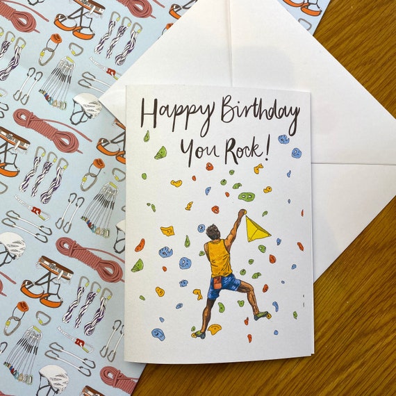 Rock Climbing Birthday Card Boy Man Climbing Birthday Card Etsy Singapore