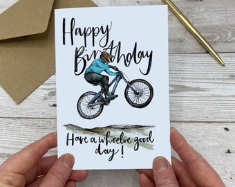 Mountain Biking Birthday Card: Wheelie Good Day Pun
