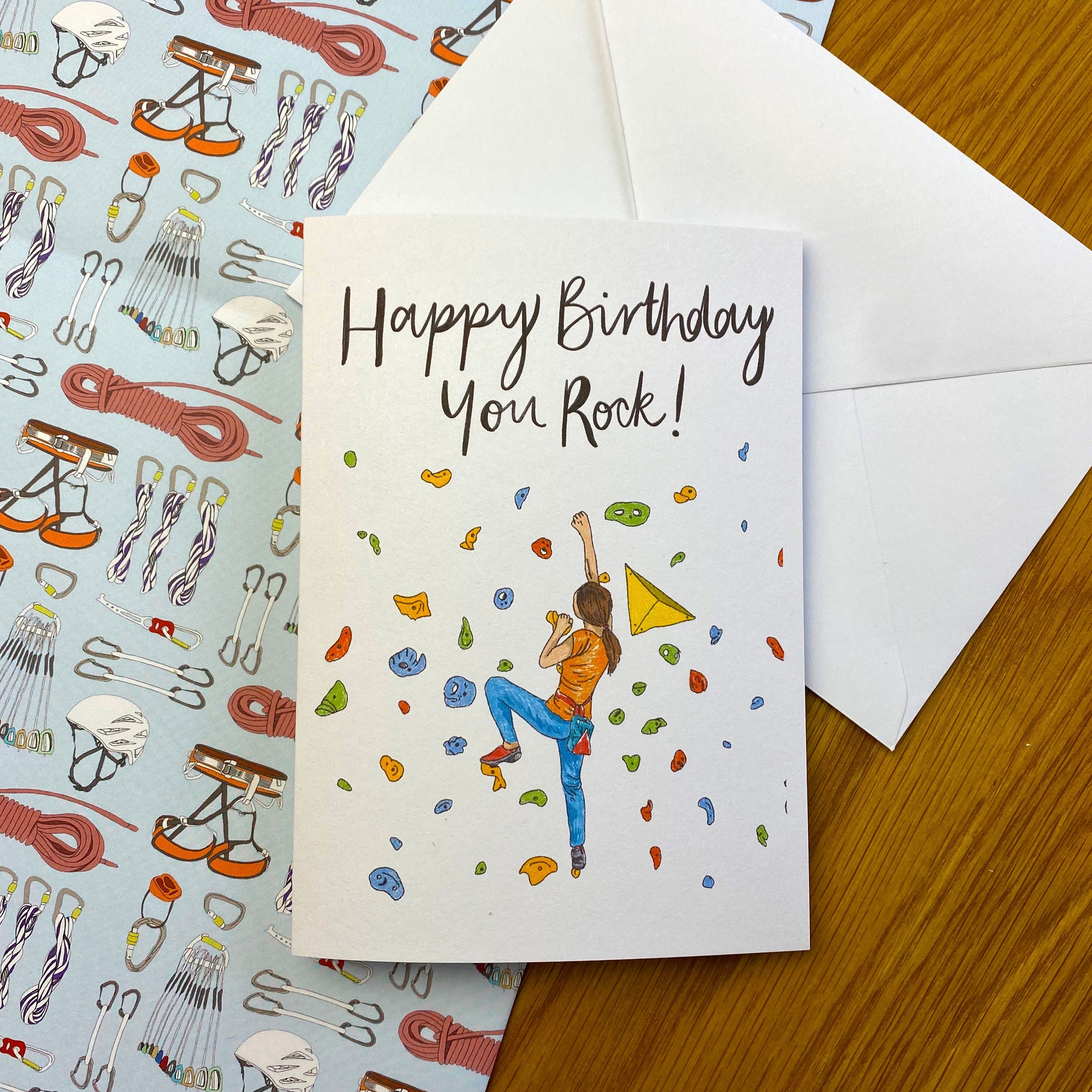 Rock Climbing Birthday Card Girl climbing birthday card Etsy