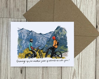 Mountain Biking Anniversary Card - Biking Celebration card -Biking pun celebration card - mountain biking gift