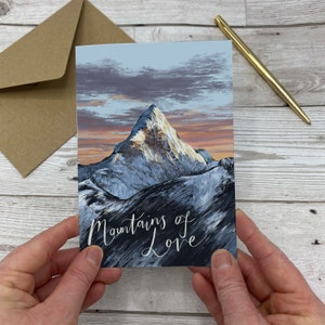 Carta Montagne d'Amore - Carta Coppia Avventura - Carta Montagna - Carta d'Amore di Apprezzamento Escursionistico - Ragazza Granola - Carta Escursionistica Itinerante