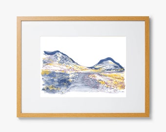 Mountain Print - Glencoe  Painting - Scottish Highland Print - Scotland Print - Abstract landscape - Mountain Art - Scottish Mountain