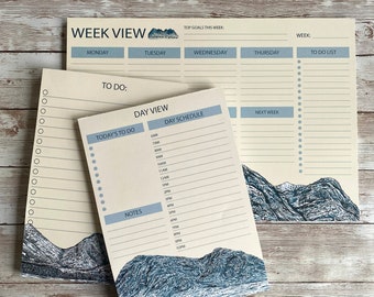 Stationery Set | Weekly Planner Pad | Mountain Planner | Daily Planner | WFH desk pad | Everyday planner | To-Do list | Productivity pad