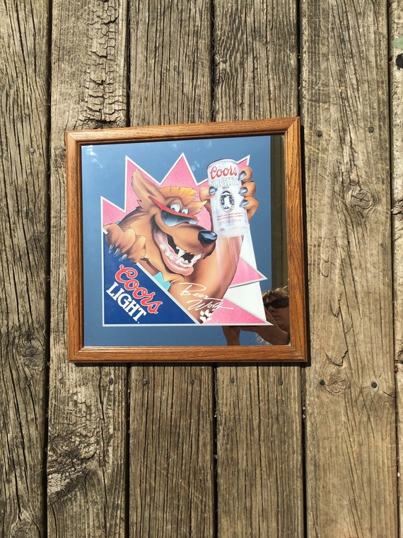 Vintage Coors Light Beer Wolf Mirror Etsy