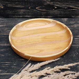 Wood Plate Serving Platter Handmade Plate Wooden dish Round wooden plate wood coasters image 1