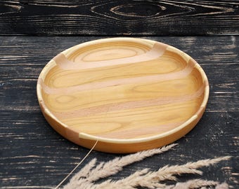 Wood Plate Serving Platter Handmade Plate Wooden dish Round wooden plate wood coasters