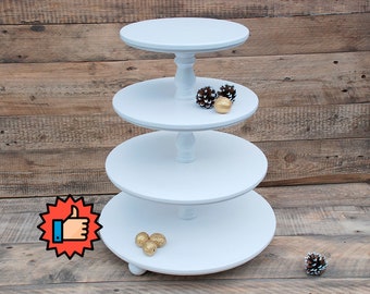 4-tier Cupcake Stand for wedding, Cupcake Tower, White cake stand, Wooden stand, Wedding cake stand, wedding cake topper