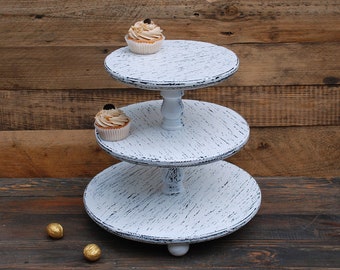 3-tier Cupcake Stand for wedding, Cupcake Tower, White shabby cake stand, Wooden stand, Wedding cake stand, white cupcake stand