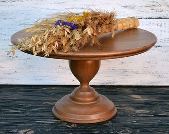 10" 12" 14" 16-inch cake stand Wedding Cake Stand Wood Cake Stand Sweets table decor Cake Pedestal Rustic Brown Shabby Cake Stand