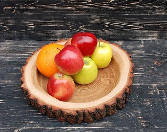 READY TO SHIP Oak wood plates Rustic Plate tray round Serving Platter Handmade Plate Wooden dish Round wooden plate