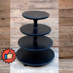 4-tier Cupcake Stand for wedding, Cupcake Tower, Black cake stand, Wooden stand, Wedding cake stand, Black cupcake stand