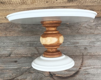 Soporte para tarta de bodas de 14" y 16" de madera, ideal para decorar mesas de dulces, pedestal rústico marrón.
