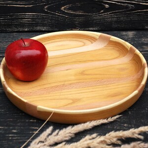 Wood Plate Serving Platter Handmade Plate Wooden dish Round wooden plate wood coasters image 4