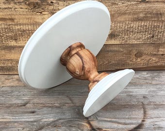 Soporte para tarta de bodas de 14" y 16" de madera, ideal para decorar mesas de dulces, pedestal rústico marrón.