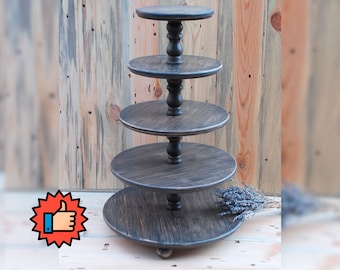 5-tier Cupcake Stand for wedding, Cupcake Tower, Brown shabby cake stand, Wooden stand, Wedding cake stand, Rustic Dessert Stand