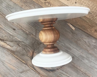 Soporte para tarta de bodas de 14" y 16" de madera, ideal para decorar mesas de dulces, pedestal rústico marrón.