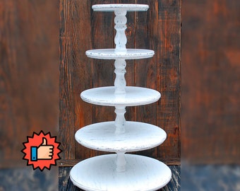 5-tier Cupcake Stand for wedding, Cupcake Tower, White shabby cake stand, Wooden stand, Wedding cake stand, wedding cake topper