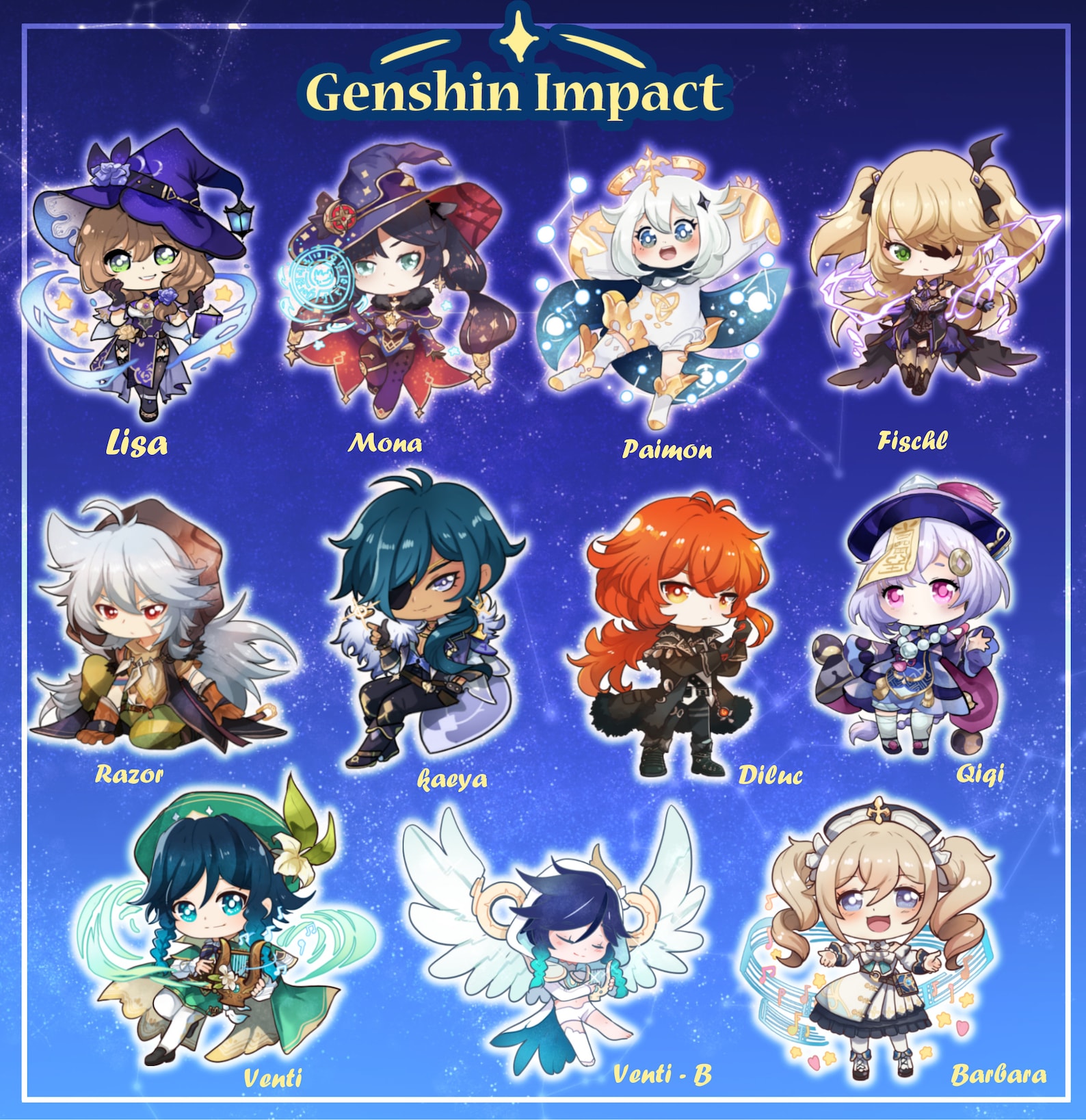 Genshin impact stickers set 1 Etsy