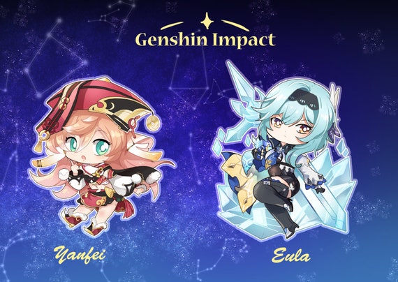 Genshin Impact Keychain Yanfei And Eula Preorder Etsy