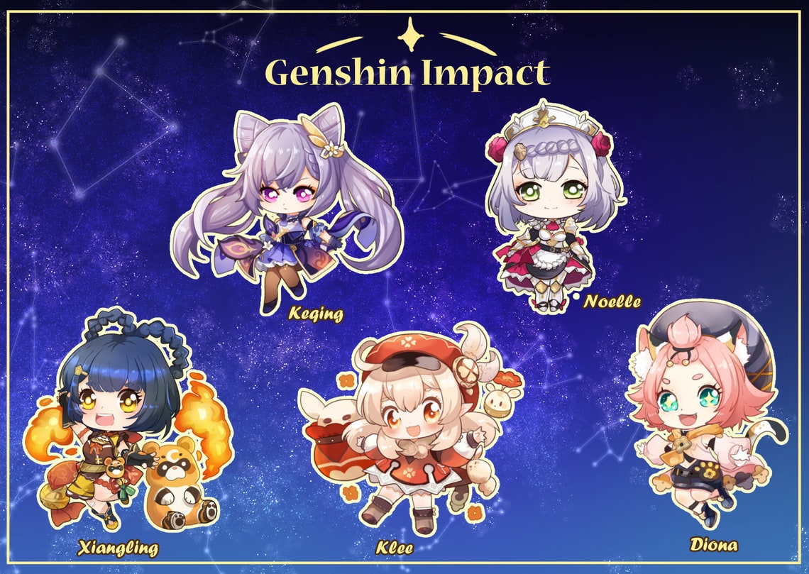 Genshin impact stickers set 1 | Etsy