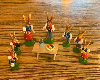 Wendt & Kuhn Vintage Egg Painting Set of 8 Hand Crafted Figures