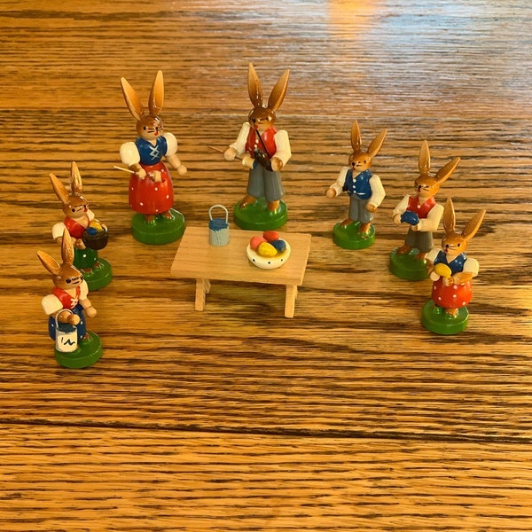 Wendt & Kuhn Vintage Egg Painting Set of 8 Hand Crafted Figures