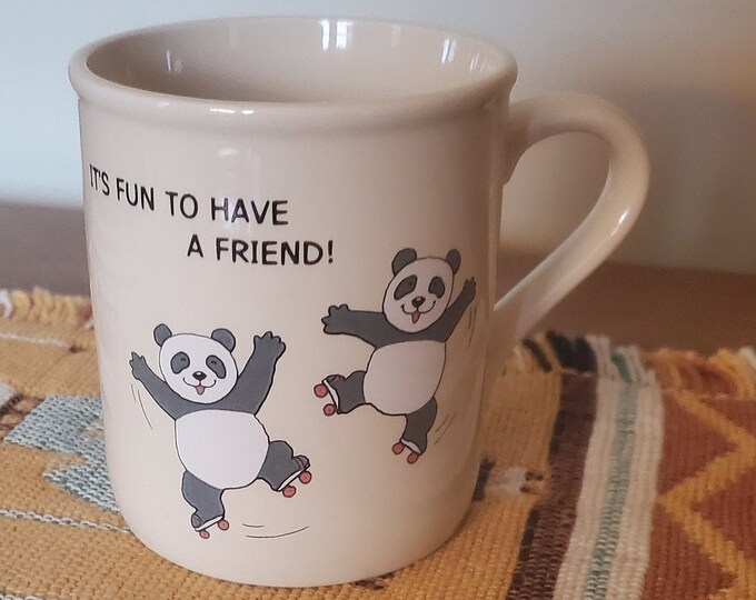 Vintage & Very Cute 2 BFF Pandas Roller Skating 'it's Fun to Be A