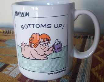 Vintage Hallmark Marvin "Bottoms Up!" Coffee/Tea Mug by Cartoonist Tom Armstrong