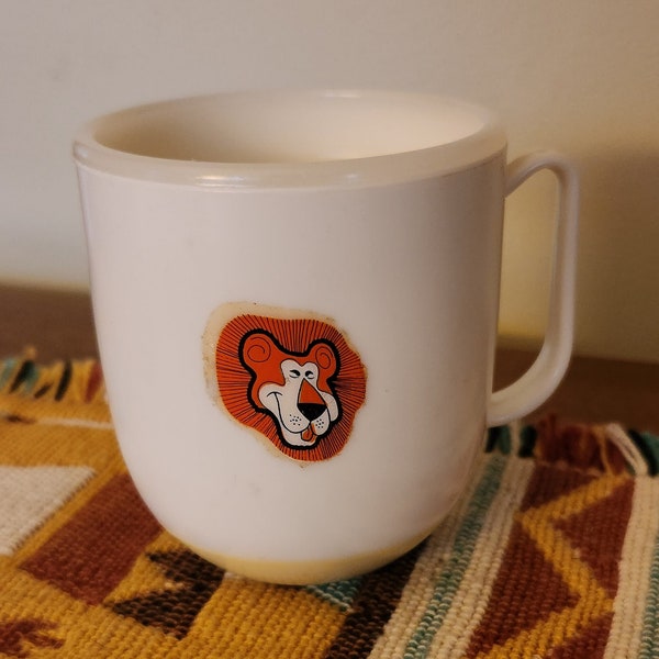 Super Cool, Retro & Mid-Century BINKY Tiger/Jungle Cat Weighted Plastic Sippy Cup/Mug, Made in Hong Kong