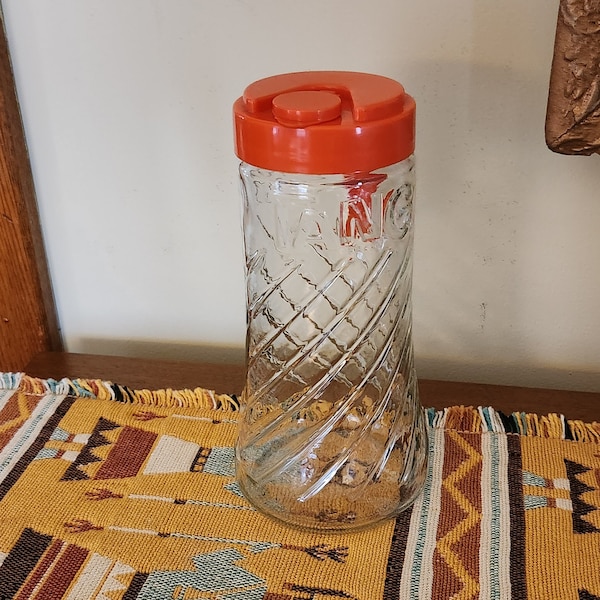 Super Cool & Retro TANG GLASS PITCHER/Juice Container, Made by Anchor Hocking