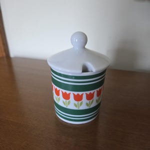 Super Sweet & Vintage Tulip-Themed Sugar Bowl/Dish (NO Spoon), Made by National Silver Company Fine China in Nagoya, Japan