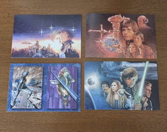 Very Cool & Vintage Set of 4 STAR WARS Postcards with Tattoo's