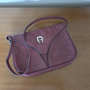 Very Cool & Vintage ETIENNE AIGNER Hand Made Burgundy Leather Shoulder Bag/Purse