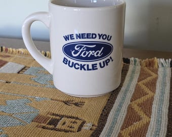 Vintage FORD 'We Need You To Buckle Up' Heat Activated Ceramic Coffee/Tea/Cocoa Mug/Cup / Made in England