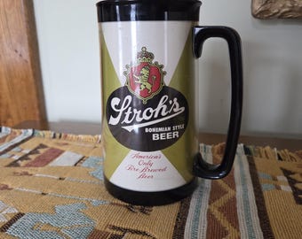Vintage STROH's BOHEMAIN STLYE Beer Thermo-Serv Insulated Plastic Beer Mug/Cup / Made in U.S.A.