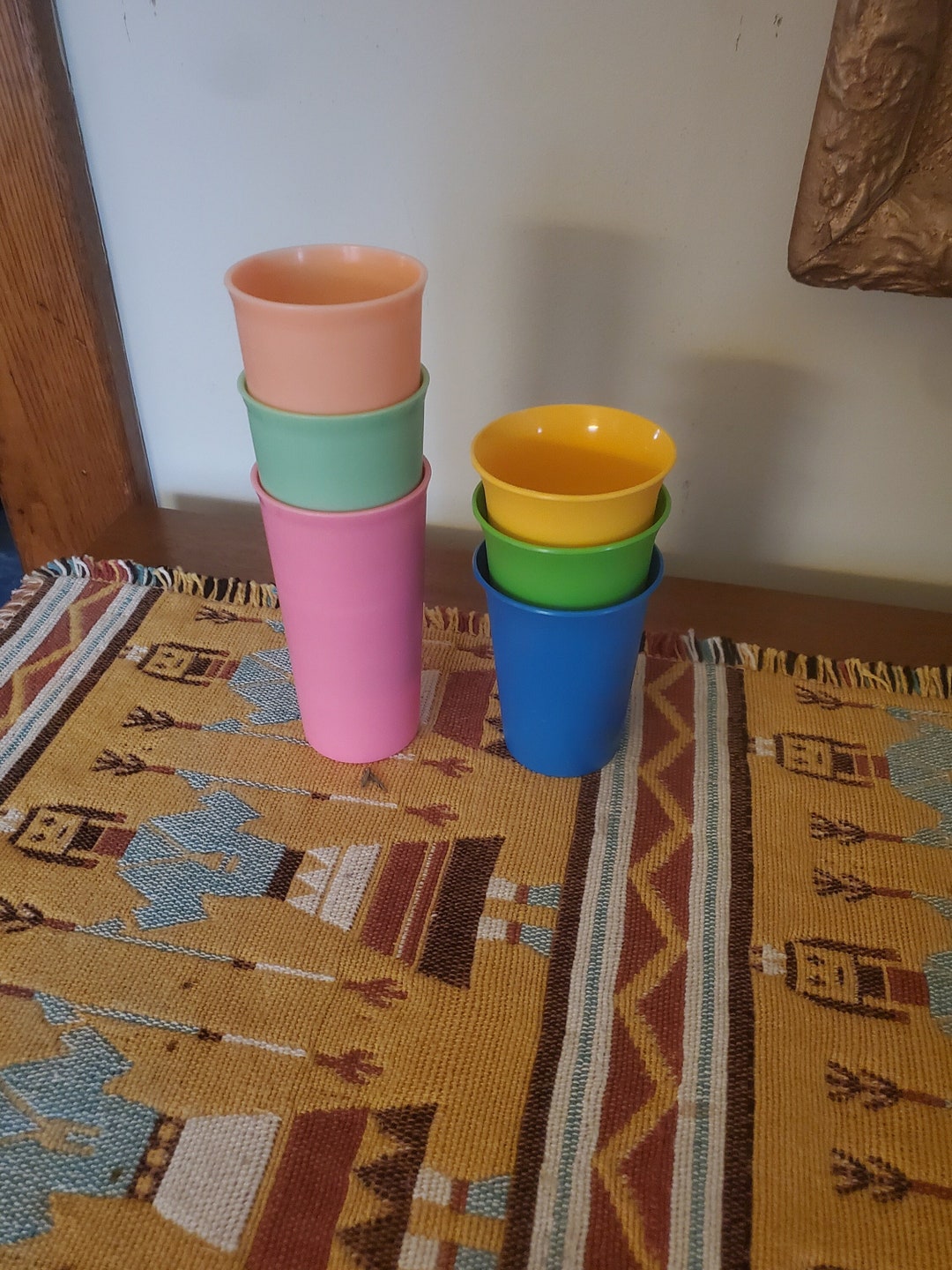 Lot 4 Vintage Tupperware Sippy Cups Bright Colors